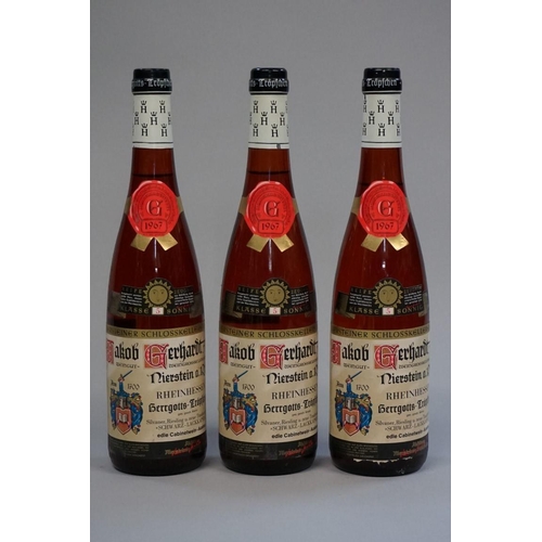 599 - Three 70cl bottles of Niersteiner Hergottstroppfchen Auslese, 1967, Gerhardt. (3)... 