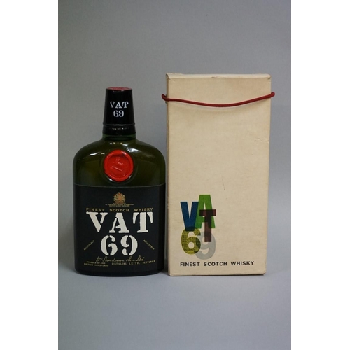 693 - An old half bottle of VAT 69 blended whisky, probably 1960s bottling, in card box.... 