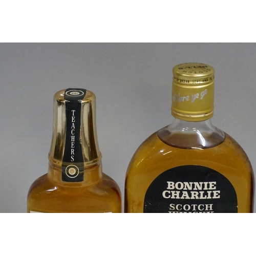 695 - A 13 1/3 fl.oz bottle of Bonnie Charlie blended whisky, (seal broken); together with a 6 2/3 fl.oz. ... 