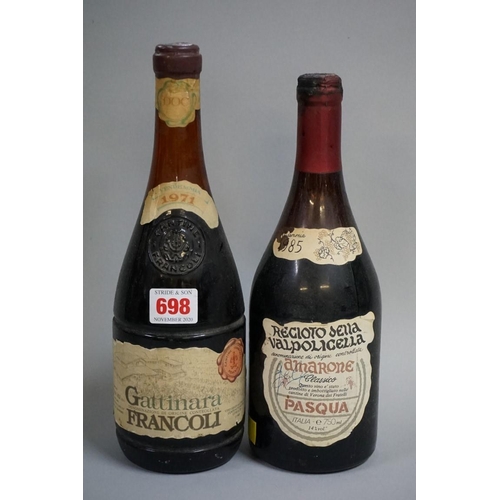 698 - A 75cl bottle of Pasqua Amarone della Valpolicella, 1985; together with a 72cl bottle of F... 