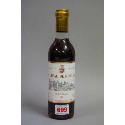 699 - A 37.5cl bottle of Chateau De Rolland, 1991, Barsac.  