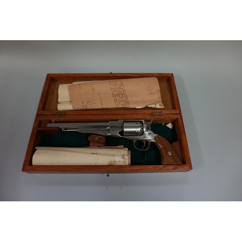 1929A - A New Model Army .44 cal black powder pistol, by Hilton, in fitted box, (a.f.). Please Note: Black p... 