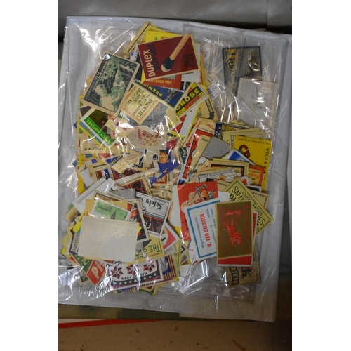 221 - MATCHBOX LABELS, TRADE CARDS, ETC: quantity in box inc. album of Typhoo Tea cards, various ciga... 