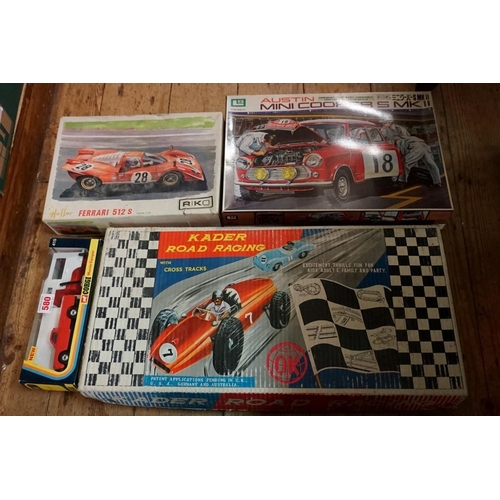 580 - A vintage Kader 'Road Racing' slot car set, boxed; together with a Corgi 415 Mazda Camper, boxed; an... 