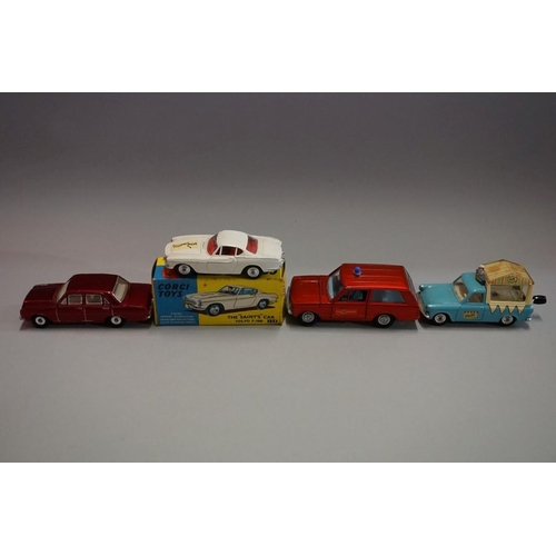 585 - Four diecast vehicles, comprising: Corgi 258 'The Saints Car', boxed; Dinky 195 'Fire Chief's Car'; ... 