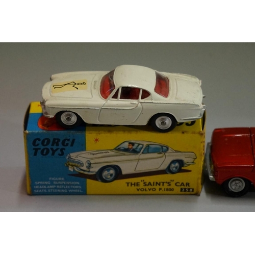 585 - Four diecast vehicles, comprising: Corgi 258 'The Saints Car', boxed; Dinky 195 'Fire Chief's Car'; ... 