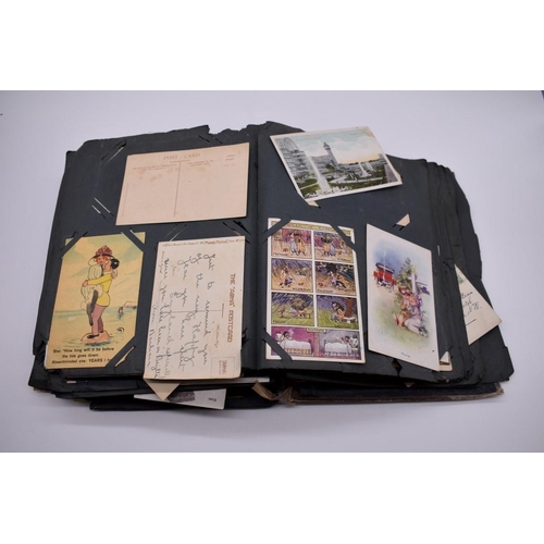 117 - POSTCARD ALBUM: substantial vintage album containing approx 465 postcards, many World War I period h... 