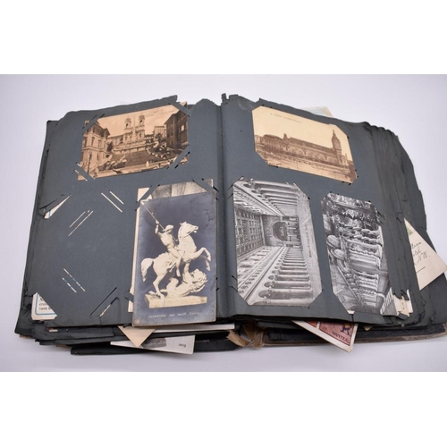 117 - POSTCARD ALBUM: substantial vintage album containing approx 465 postcards, many World War I period h... 