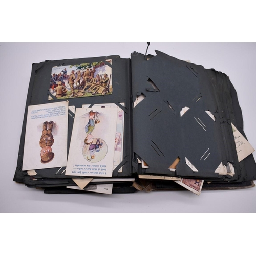 117 - POSTCARD ALBUM: substantial vintage album containing approx 465 postcards, many World War I period h... 