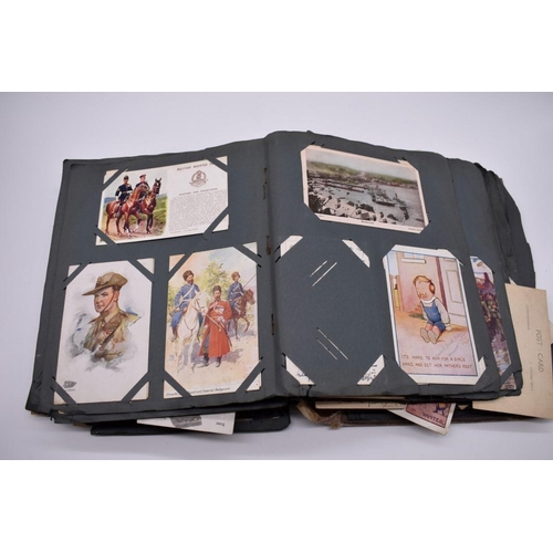 117 - POSTCARD ALBUM: substantial vintage album containing approx 465 postcards, many World War I period h... 