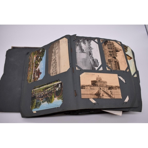 117 - POSTCARD ALBUM: substantial vintage album containing approx 465 postcards, many World War I period h... 