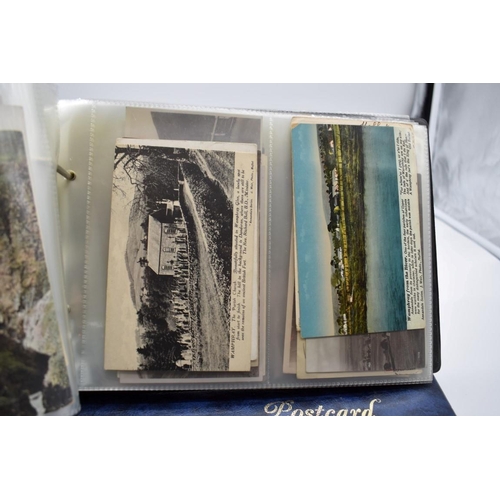 118 - POSTCARDS: misc collection of approx 212 postcards, chiefly topographical, contained in two modern a... 