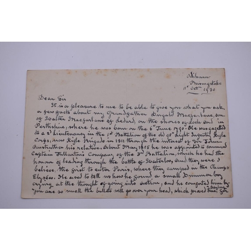 128 - BATTLE OF WATERLOO: collection of cuttings and letters to Rev N Kynaston Gaskell, research mate... 