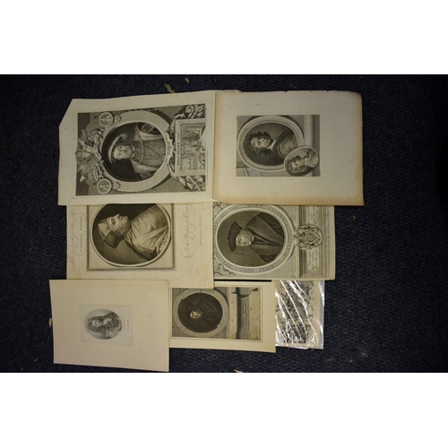 142 - PRINTS & ENGRAVINGS: group of approx 30, largely 18th-19thc portraits and historical: together w... 