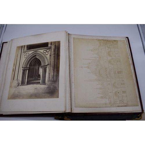 148 - PHOTOGRAPH ALBUMS: 2 folio albums, both worn with contents partially excised, numerous albumen ... 