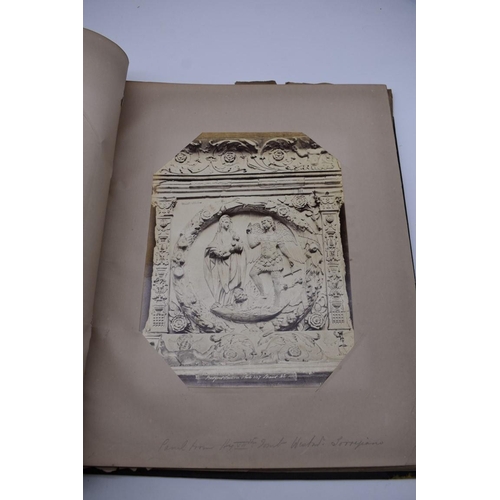 148 - PHOTOGRAPH ALBUMS: 2 folio albums, both worn with contents partially excised, numerous albumen ... 