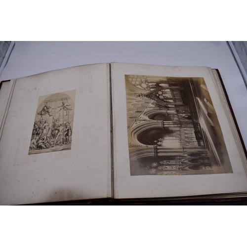 148 - PHOTOGRAPH ALBUMS: 2 folio albums, both worn with contents partially excised, numerous albumen ... 