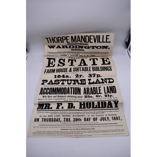 149 - NORTHAMPTON, PROPERTY PARTICULARS: group of 3 late 19thc posters and particulars, Thorpe Mandev... 