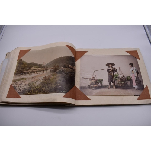 155 - PHOTOGRAPH ALBUM: JAPAN: varied album of approx 97 tinted albumen print views of Japan, circa 1900, ... 