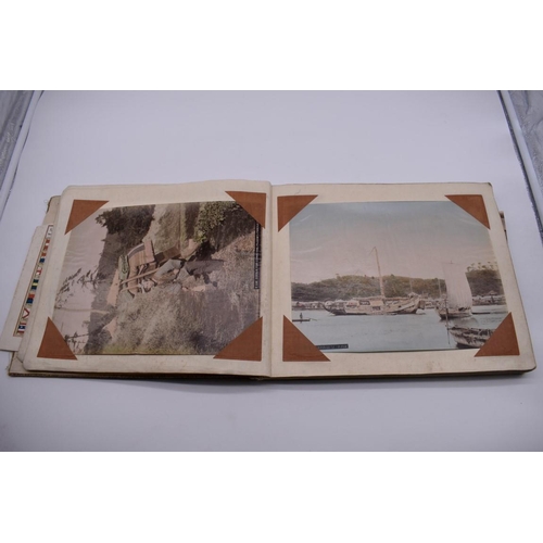 155 - PHOTOGRAPH ALBUM: JAPAN: varied album of approx 97 tinted albumen print views of Japan, circa 1900, ... 