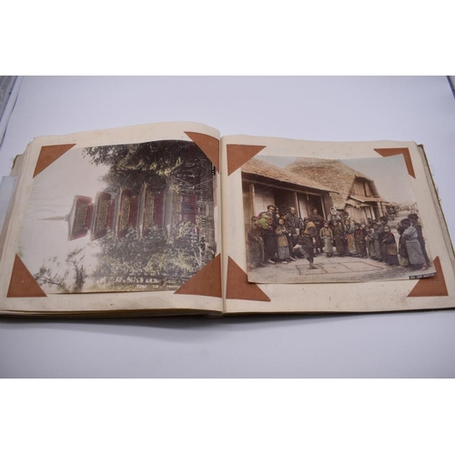 155 - PHOTOGRAPH ALBUM: JAPAN: varied album of approx 97 tinted albumen print views of Japan, circa 1900, ... 