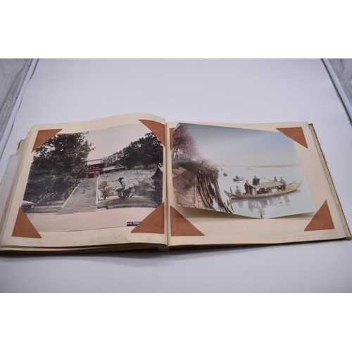 155 - PHOTOGRAPH ALBUM: JAPAN: varied album of approx 97 tinted albumen print views of Japan, circa 1900, ... 