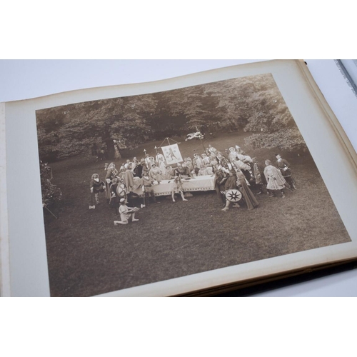 160 - PHOTOGRAPH ALBUM: HISTORICAL PAGEANT: late Victorian album of approx 60 photographs depicting histor... 