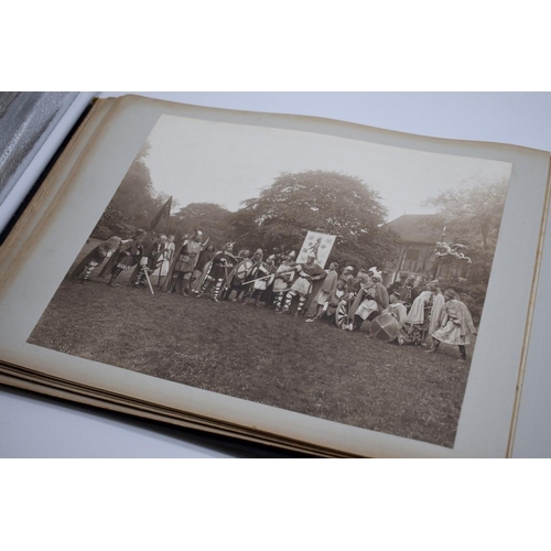 160 - PHOTOGRAPH ALBUM: HISTORICAL PAGEANT: late Victorian album of approx 60 photographs depicting histor... 