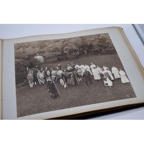 160 - PHOTOGRAPH ALBUM: HISTORICAL PAGEANT: late Victorian album of approx 60 photographs depicting histor... 