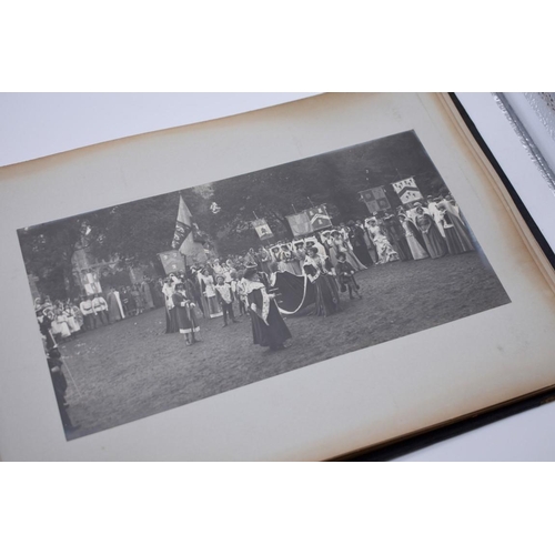 160 - PHOTOGRAPH ALBUM: HISTORICAL PAGEANT: late Victorian album of approx 60 photographs depicting histor... 