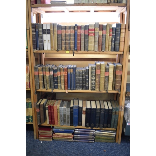 171 - BINDINGS/LITERATURE: approx 95+ volumes over 3 shelves, misc leather and cloth bound literature... 