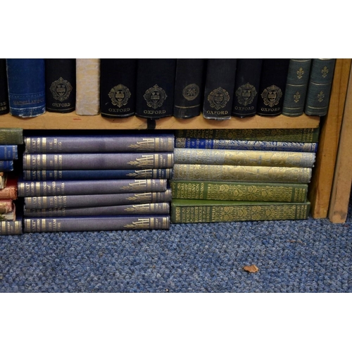 171 - BINDINGS/LITERATURE: approx 95+ volumes over 3 shelves, misc leather and cloth bound literature... 