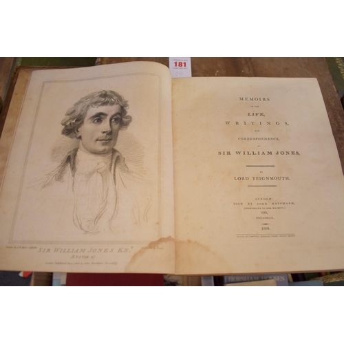 181 - TEIGNMOUTH (Lord): 'Memoirs of the Life Writings, and Correspondence of Sir William Jones...', ... 