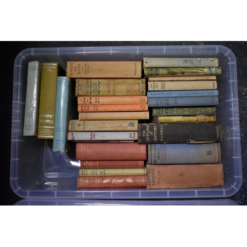 215 - BOOKS: a large quantity in 9 boxes; to include Hugh Walpole Fortitude,with a personal inscription by... 