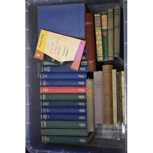 215 - BOOKS: a large quantity in 9 boxes; to include Hugh Walpole Fortitude,with a personal inscription by... 