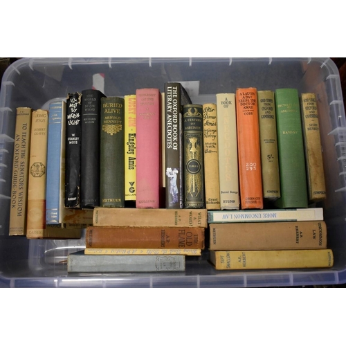 215 - BOOKS: a large quantity in 9 boxes; to include Hugh Walpole Fortitude,with a personal inscription by... 