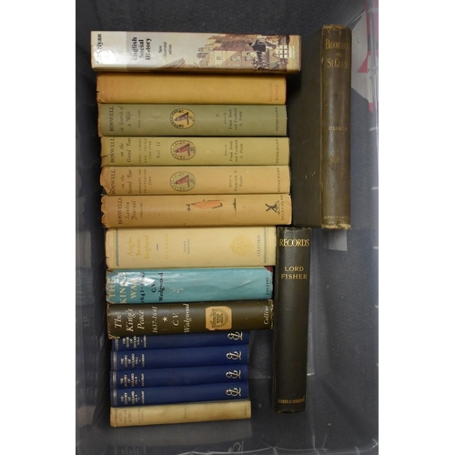 215 - BOOKS: a large quantity in 9 boxes; to include Hugh Walpole Fortitude,with a personal inscription by... 