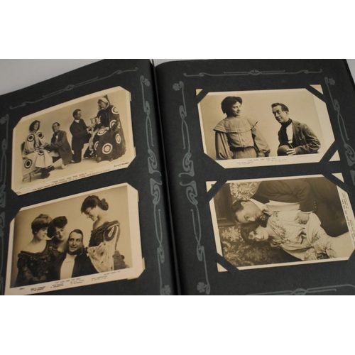 217 - POSTCARDS, THEATRICAL: an early 20thc album full of postcards, theatrical subjects, actors and ... 