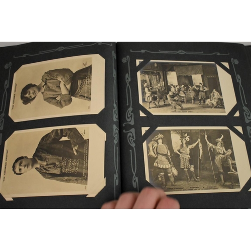 217 - POSTCARDS, THEATRICAL: an early 20thc album full of postcards, theatrical subjects, actors and ... 