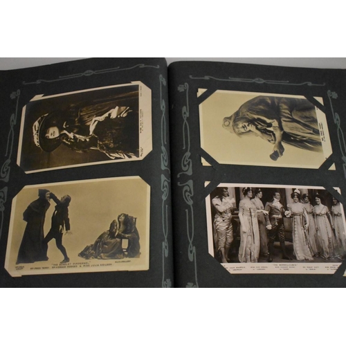 217 - POSTCARDS, THEATRICAL: an early 20thc album full of postcards, theatrical subjects, actors and ... 