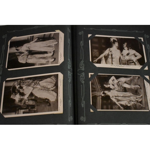 217 - POSTCARDS, THEATRICAL: an early 20thc album full of postcards, theatrical subjects, actors and ... 