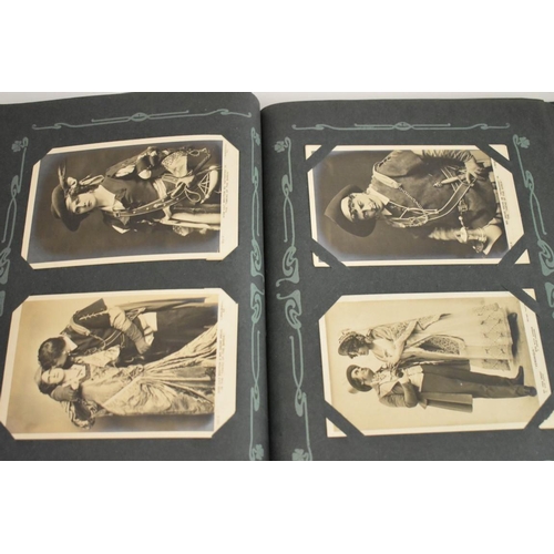 217 - POSTCARDS, THEATRICAL: an early 20thc album full of postcards, theatrical subjects, actors and ... 