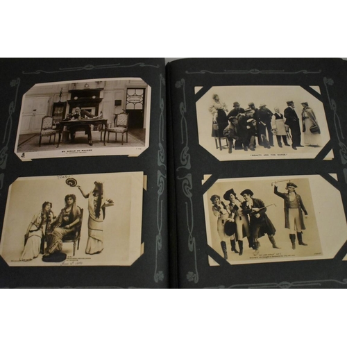 217 - POSTCARDS, THEATRICAL: an early 20thc album full of postcards, theatrical subjects, actors and ... 