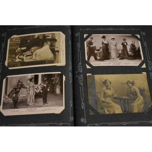 217 - POSTCARDS, THEATRICAL: an early 20thc album full of postcards, theatrical subjects, actors and ... 