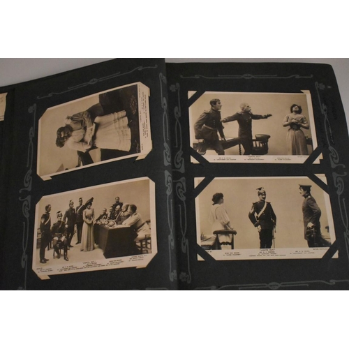 217 - POSTCARDS, THEATRICAL: an early 20thc album full of postcards, theatrical subjects, actors and ... 