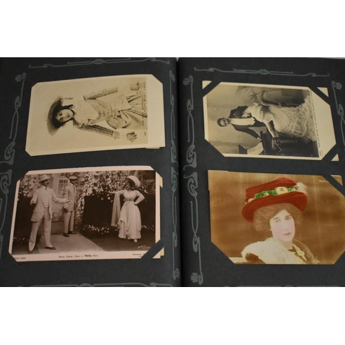 217 - POSTCARDS, THEATRICAL: an early 20thc album full of postcards, theatrical subjects, actors and ... 