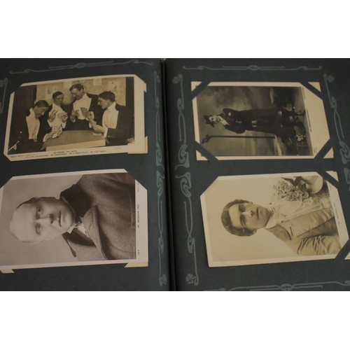 217 - POSTCARDS, THEATRICAL: an early 20thc album full of postcards, theatrical subjects, actors and ... 