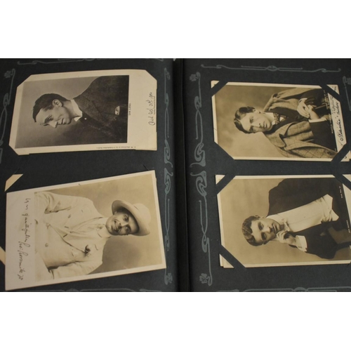 217 - POSTCARDS, THEATRICAL: an early 20thc album full of postcards, theatrical subjects, actors and ... 