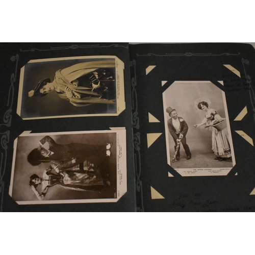 217 - POSTCARDS, THEATRICAL: an early 20thc album full of postcards, theatrical subjects, actors and ... 