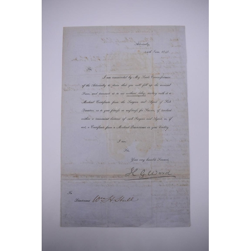 52 - NAVAL AND MILITARY DOCUMENTS: group of 8 manuscript documents, to include printed form with ent... 